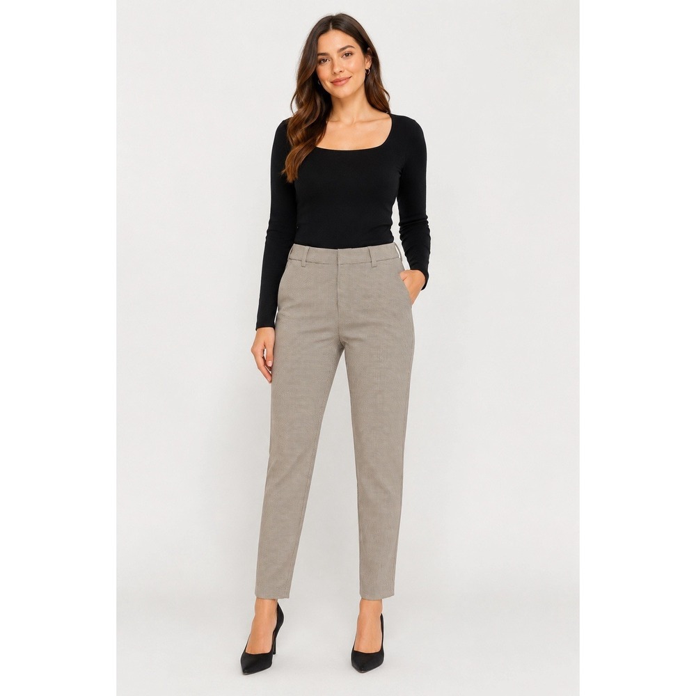 Zara Beige Plaid Ankle Trousers Career Office Work Pants Women's Size 38